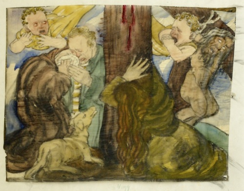Ferdinand Nigg, o. J., Mischtechnik auf Transparentpapier, 40x51.5 cm
