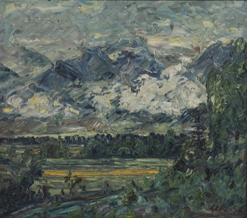 Anton Frommelt, 1972, l auf  Hartfaseplatte, 40x40.5 cm
